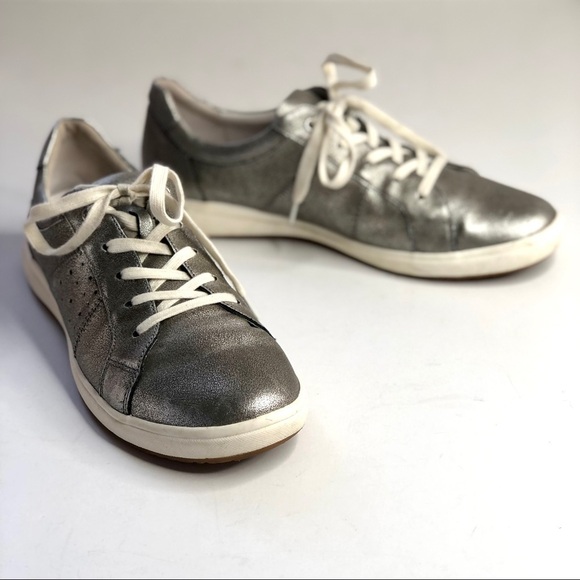 Josef Seibel metallic silver sneakers orthopedic liners comfort shoes size 41 - Picture 1 of 14